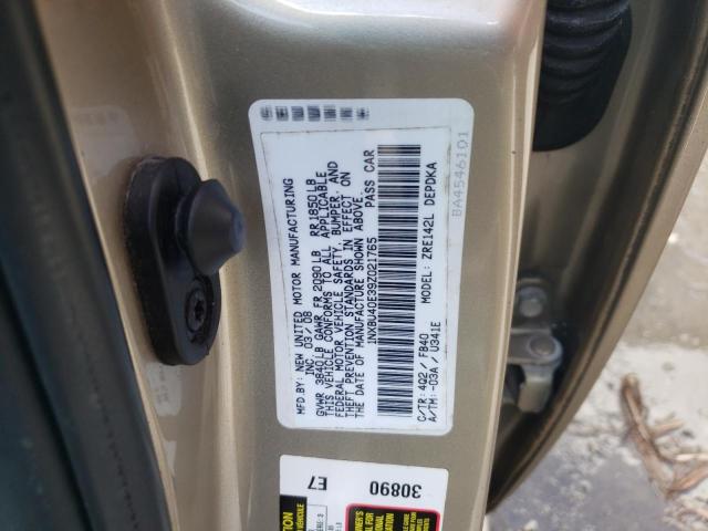 1NXBU40E39Z021765 - 2009 TOYOTA COROLLA BASE 金色 照片 12