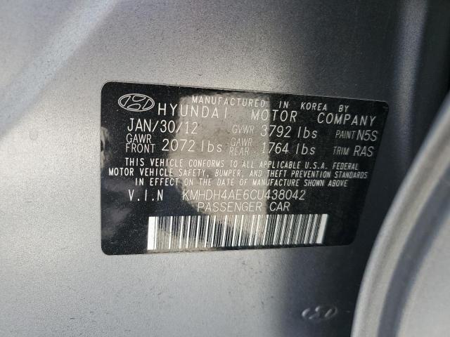 KMHDH4AE6CU438042 - 2012 HYUNDAI ELANTRA GLS GRAY photo 12