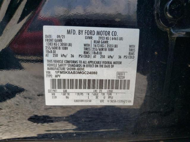 1FM5K8AB3MGC24080 - 2021 FORD EXPLORER POLICE INTERCEPTOR BLACK photo 13