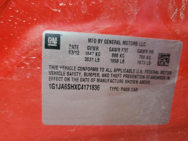 1G1JA6SHXC4171836 - 2012 CHEVROLET SONIC LS RED photo 12