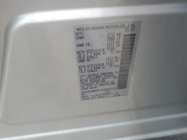 5N1DR2MM9HC688859 - 2017 NISSAN PATHFINDER S SILVER photo 12