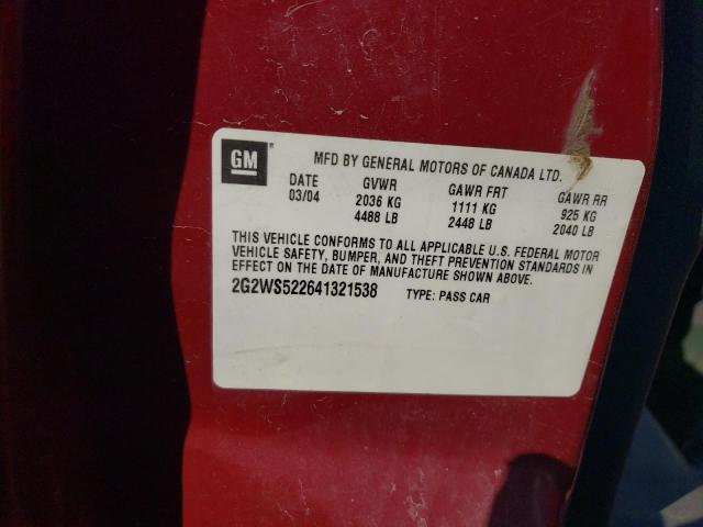 2G2WS522641321538 - 2004 PONTIAC GRAND PRIX GT2 ბურგუნდია ფოტო 12