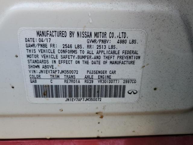 JN1EV7AP7JM350072 - 2018 INFINITI Q50 LUXE WHITE photo 12