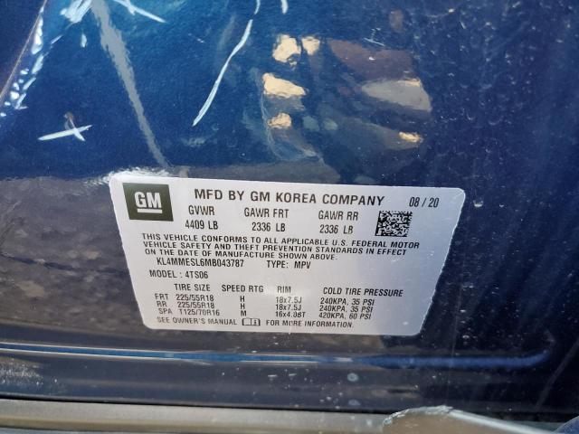 KL4MMESL6MB043787 - 2021 BUICK ENCORE GX SELECT BLUE photo 10