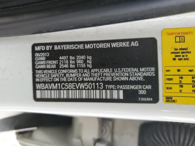 WBAVM1C58EVW50113 - 2014 BMW X1 SDRIVE28I WHITE photo 14