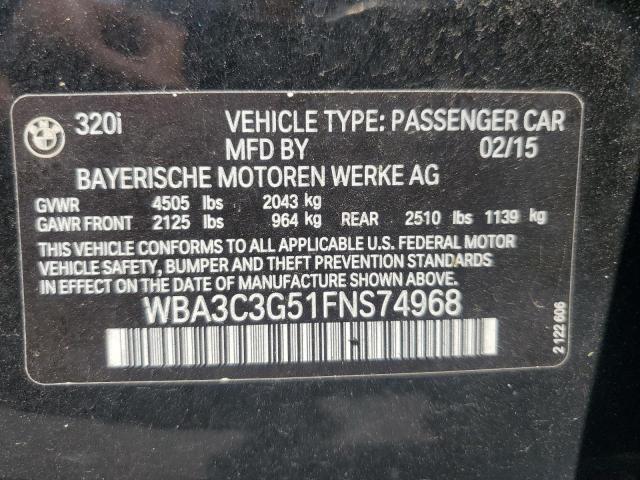 WBA3C3G51FNS74968 - 2015 BMW 320 I XDRIVE BLACK photo 12