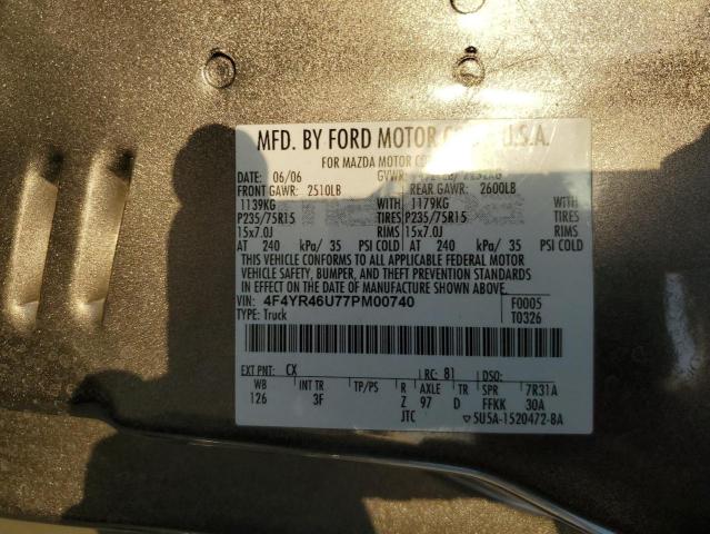 4F4YR46U77PM00740 - 2007 MAZDA B3000 CAB PLUS GRAY photo 13