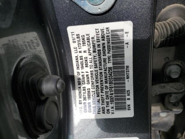 19XFA1F61BE034256 - 2011 HONDA CIVIC LX-S رمادي صورة 14