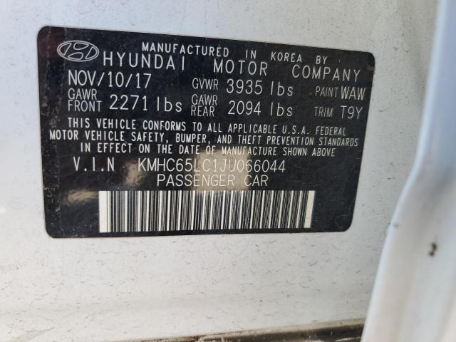 KMHC65LC1JU066044 - 2018 HYUNDAI IONIQ BLUE WHITE photo 13