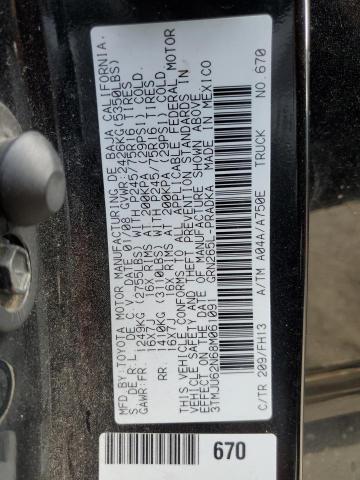 3TMJU62N68M061091 - 2008 TOYOTA TACOMA DOUBLE CAB PRERUNNER BLACK photo 12