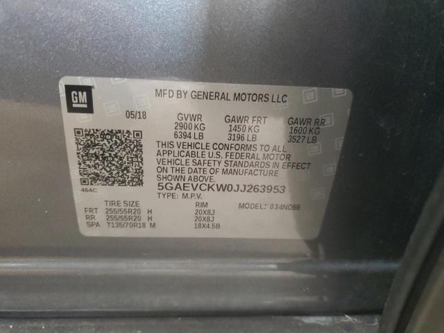 5GAEVCKW0JJ263953 - 2018 BUICK ENCLAVE AVENIR GRAY photo 13