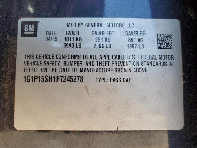 1G1P15SH1F7245278 - 2015 CHEVROLET CRUZE L CHARCOAL photo 12