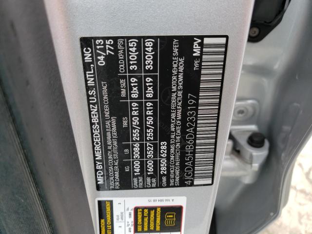 4JGDA5HB6DA233197 - 2013 MERCEDES-BENZ ML 350 4MATIC SILVER photo 13