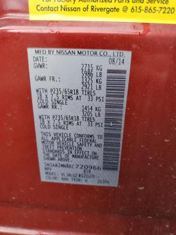 5N1AR2MN8EC720966 - 2014 NISSAN PATHFINDER S RED photo 14