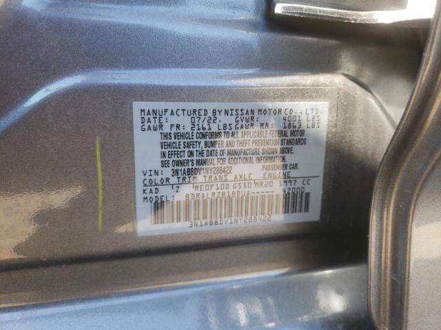 3N1AB8DV1NY288422 - 2022 NISSAN SENTRA SR GRAY photo 12