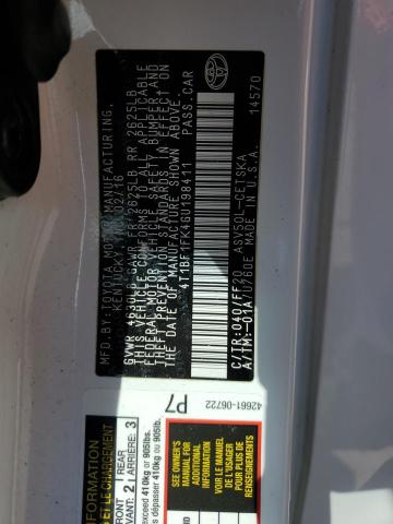 4T1BF1FK4GU198411 - 2016 TOYOTA CAMRY LE WHITE photo 12