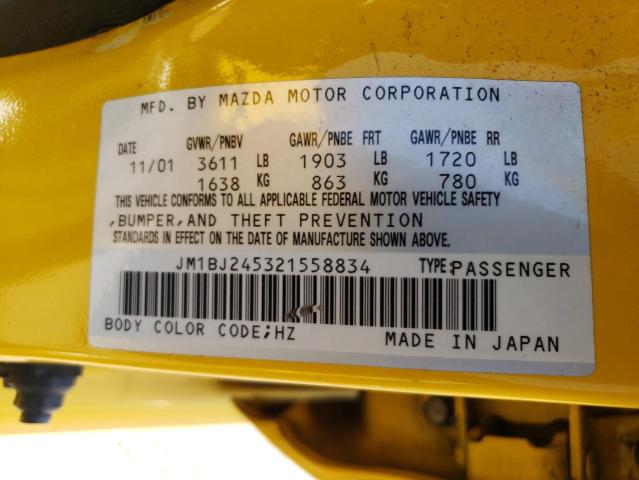 JM1BJ245321558834 - 2002 MAZDA PROTEGE PR5 黄色 照片 12