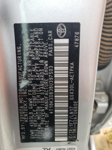 4T1BK3DB3BU397503 - 2011 TOYOTA AVALON BASE 银色 照片 12