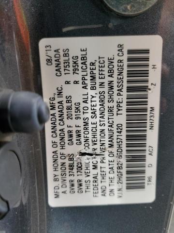 2HGFB2F56DH571420 - 2013 HONDA CIVIC LX CHARCOAL photo 12