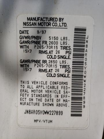 JN8AR05Y0WW227899 - 1998 NISSAN PATHFINDER LE 白色 照片 13