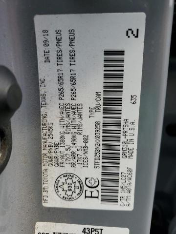 5TFDZ5BN2KX039258 - 2019 TOYOTA TACOMA DOUBLE CAB Արծաթագույն լուսանկար 13