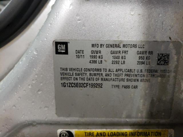 1G1ZC5E02CF199292 - 2012 CHEVROLET MALIBU 1LT 银色 照片 12