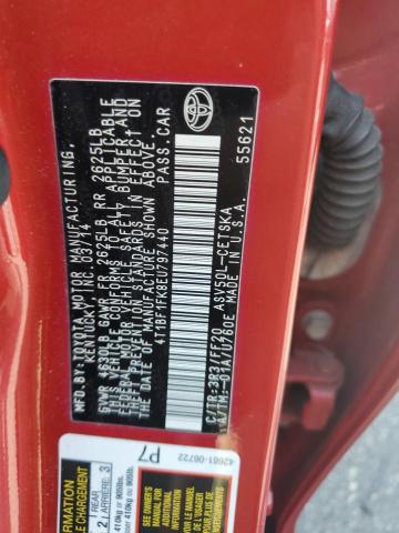 4T1BF1FK8EU797440 - 2014 TOYOTA CAMRY L RED photo 12