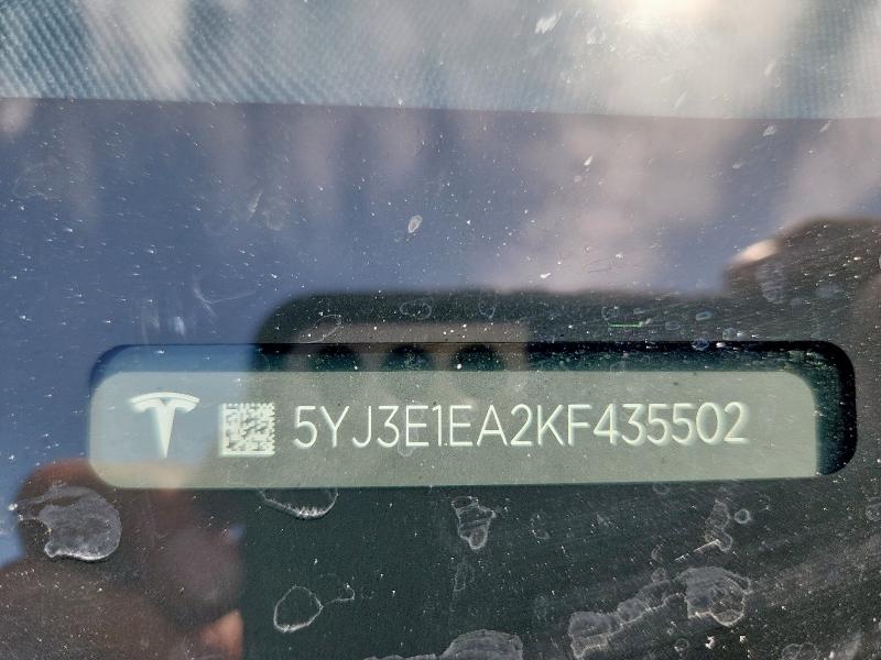 5YJ3E1EA2KF435502 - 2019 TESLA MODEL 3 Mavi foto 13