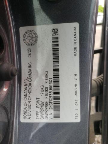 2HGFC2F85LH012821 - 2020 HONDA CIVIC SPORT 石墨色 照片 12