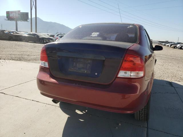 KL1TD52685B331766 - 2005 CHEVROLET AVEO BASE BURGUNDY photo 6