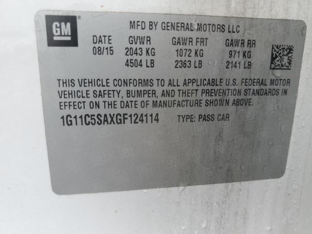 1G11C5SAXGF124114 - 2016 CHEVROLET MALIBU LIM LT 白色 照片 12