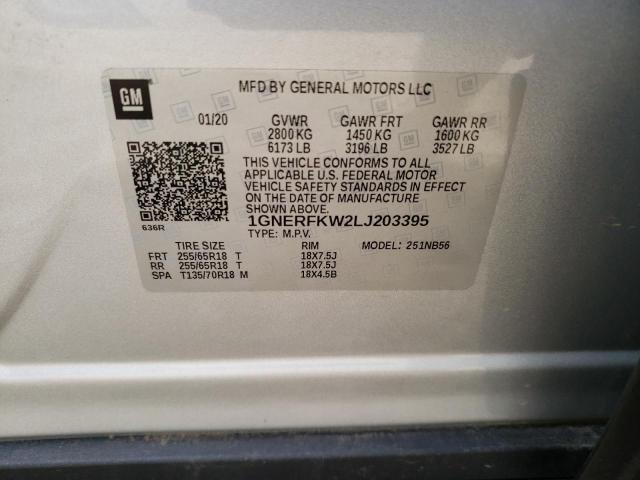 1GNERFKW2LJ203395 - 2020 CHEVROLET TRAVERSE LS SILVER photo 13