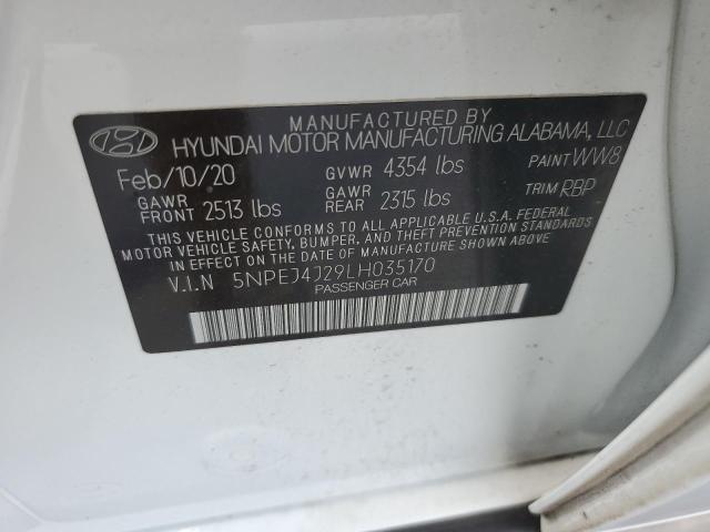 5NPEJ4J29LH035170 - 2020 HYUNDAI SONATA SEL PLUS WHITE photo 12