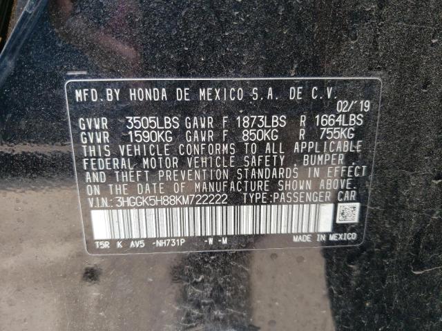 3HGGK5H88KM722222 - 2019 HONDA FIT EX BLACK photo 12