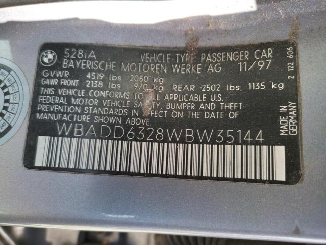 WBADD6328WBW35144 - 1998 BMW 528 I AUTOMATIC GRAY photo 12