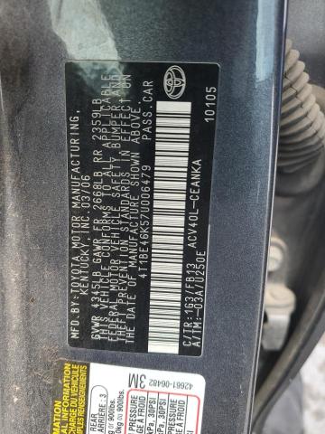 4T1BE46K57U006479 - 2007 TOYOTA CAMRY CE GRAY photo 12