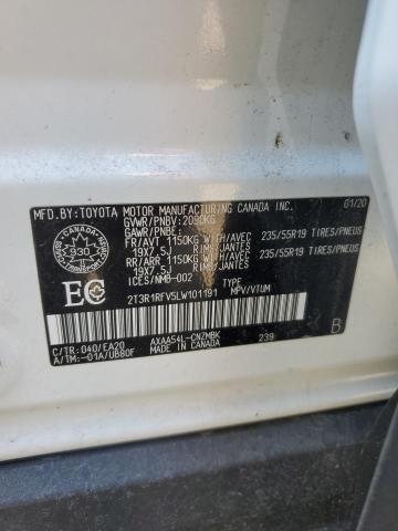 2T3R1RFV5LW101191 - 2020 TOYOTA RAV4 XLE WHITE photo 14