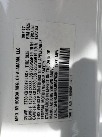 5FNRL6H98JB047638 - 2018 HONDA ODYSSEY ELITE Blanco foto 14