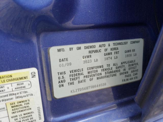 KL1TD56E79B644038 - 2009 CHEVROLET AVEO LS 紫色 照片 12