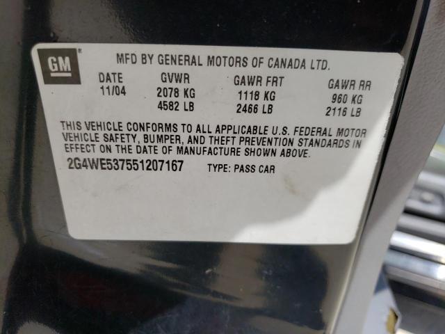 2G4WE537551207167 - 2005 BUICK LACROSSE CXS 黑色 照片 12