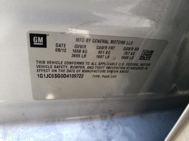 1G1JC6SG0D4109722 - 2013 CHEVROLET SONIC LT 银色 照片 12