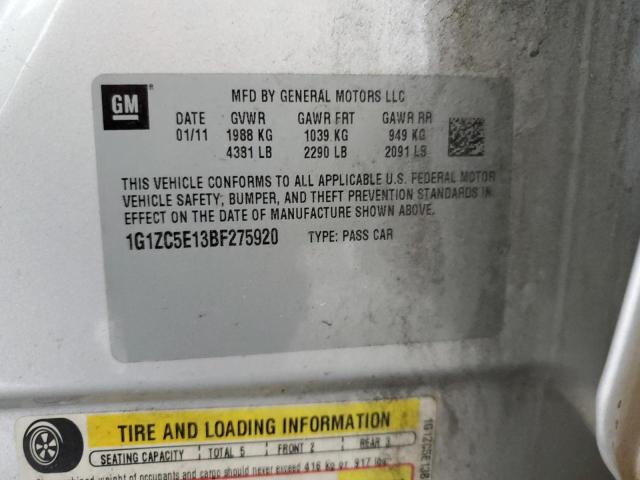 1G1ZC5E13BF275920 - 2011 CHEVROLET MALIBU 1LT SILVER photo 12