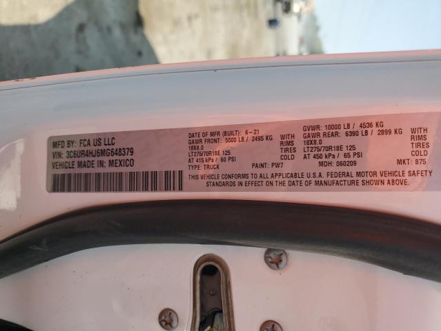 3C6UR4HJ6MG648379 - 2021 RAM 2500 TRADESMAN თეთრი ფოტო 12