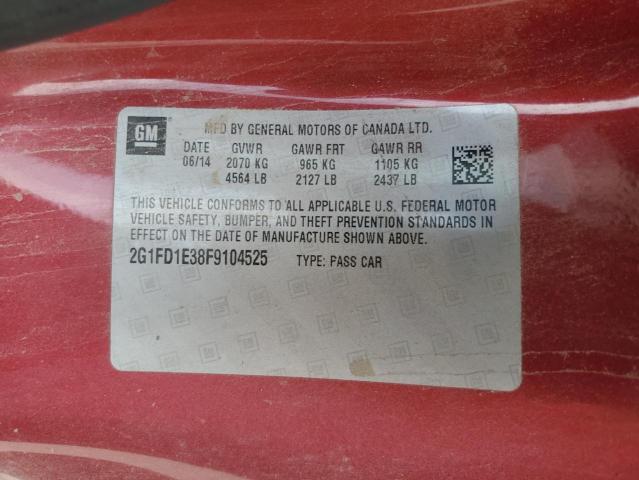 2G1FD1E38F9104525 - 2015 CHEVROLET CAMARO LT RED photo 13