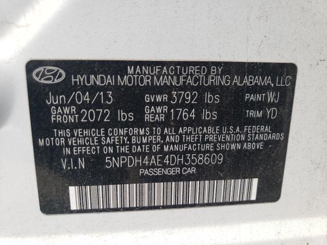 5NPDH4AE4DH358609 - 2013 HYUNDAI ELANTRA GLS WHITE photo 12