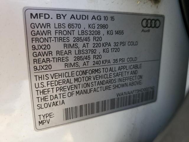 WA1VAAF73HD002742 - 2017 AUDI Q7 PRESTIGE 白色 照片 12