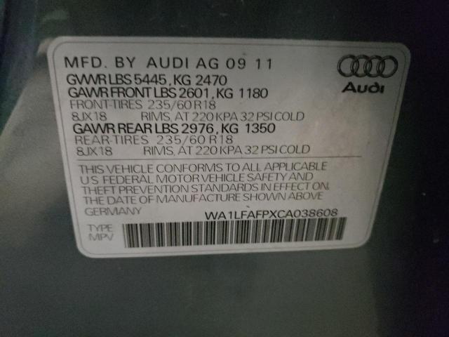 WA1LFAFPXCA038608 - 2012 AUDI Q5 PREMIUM PLUS CHARCOAL photo 12