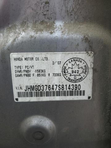 JHMGD37647S814390 - 2007 HONDA FIT S 银色 照片 12