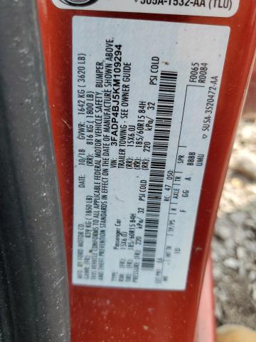 3FADP4BJ5KM109294 - 2019 FORD FIESTA SE ORANGE photo 13