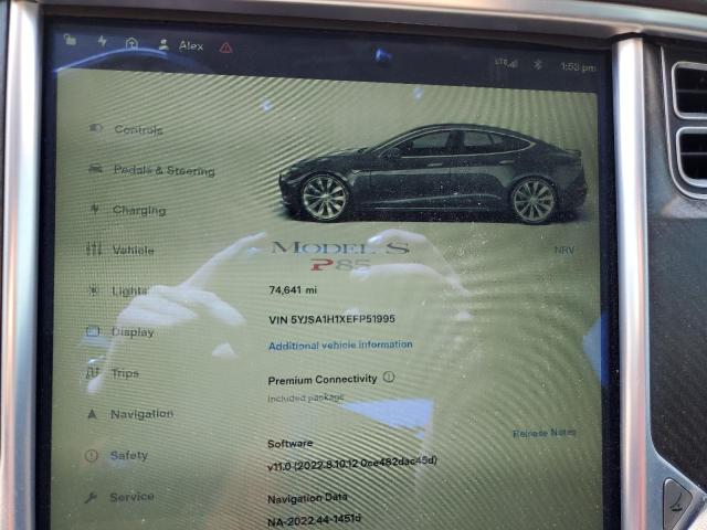 5YJSA1H1XEFP51995 - 2014 TESLA MODEL S Boz foto 9